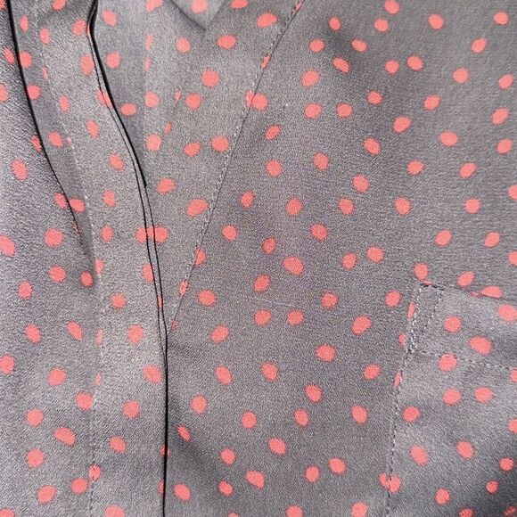 Tokito for MYER 12 Indigo Red Polka Romantic Long Sleeve V-Neck High Low Blouse - Picture 15 of 15
